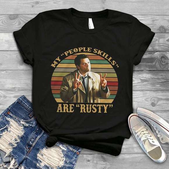Gildan Tops - Castiel Supernatural My People Skills Are Rusty T Shirt